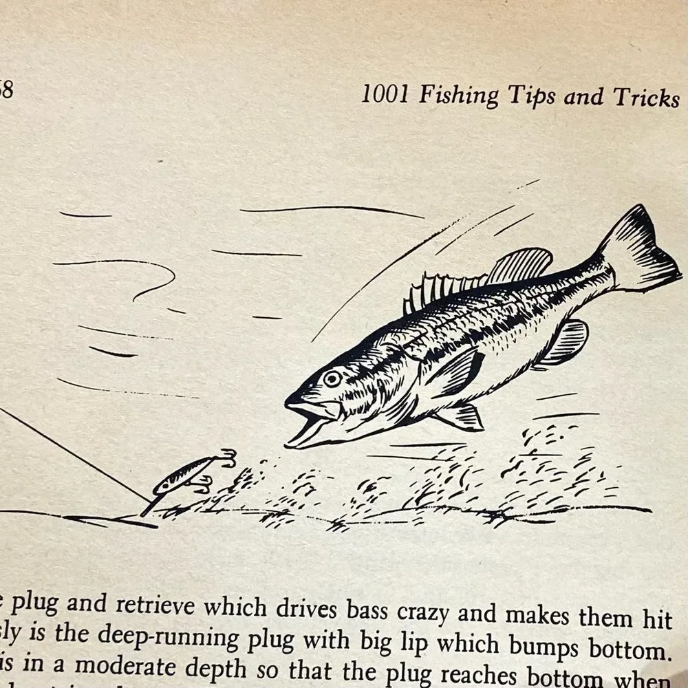 1001 Fishing Tips and Tricks by Vald Evanoff Paper Back Vintage 1966
